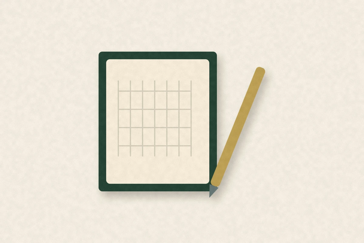 Paper-cut blank ledger and pencil, illustrating reviewing loan terms.