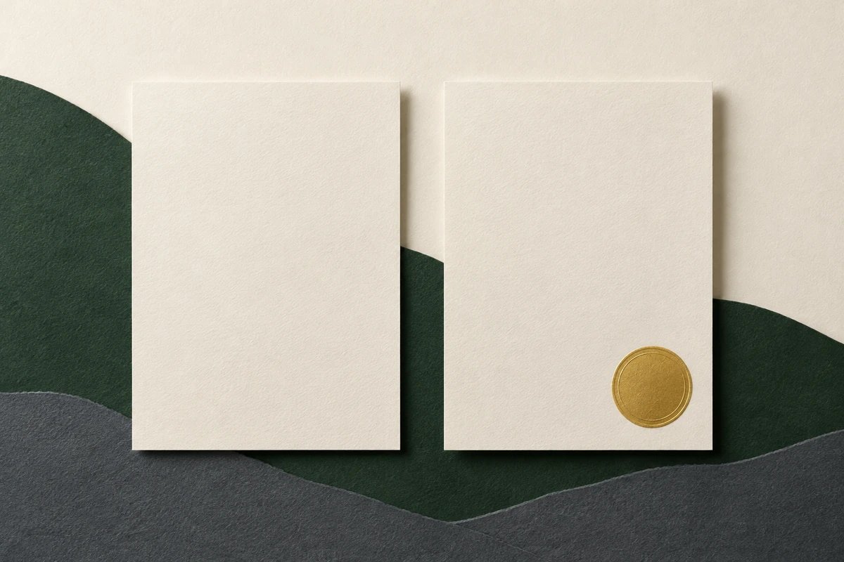 Two paper-cut sheets, one plain and one with a seal, illustrating informal help compared with a formal role.