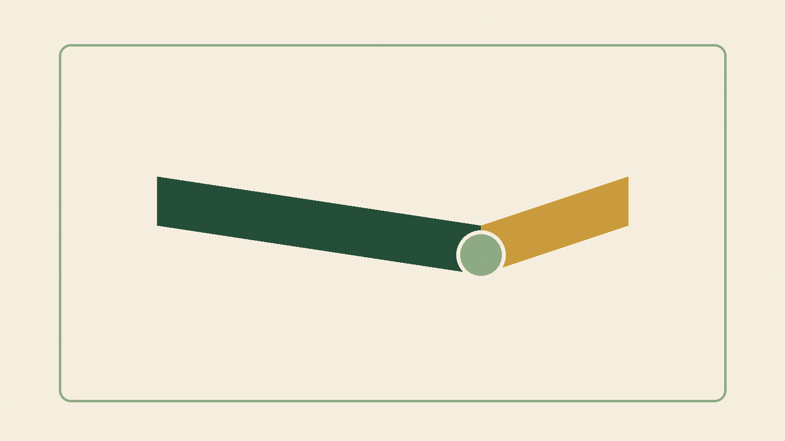 Two paper-cut ribbons of different lengths meeting at a point, illustrating a break-even comparison.