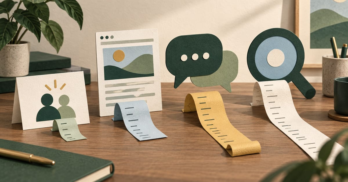 Illustrated comparison of referral, content, outreach and search-visibility channels.