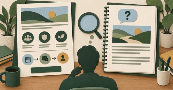 Advisor compares a service-page layout with an educational blog article.