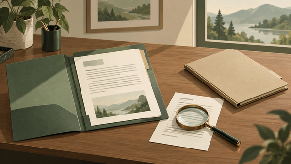 Conceptual illustration of a public document folder and a separate closed folder.